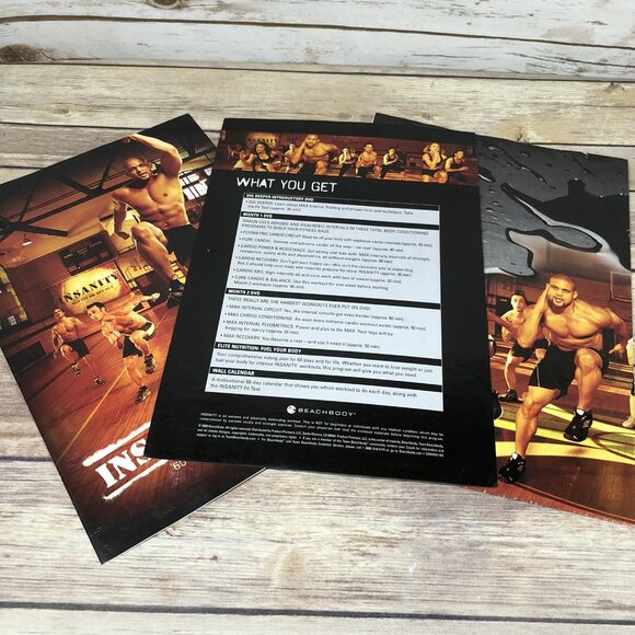 Insanity Total Body Workout Program Beach Body 10 Disc VD & Insane Abs DVD Lot - Picture 8 of 9